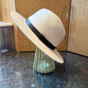 Frye Ivory Wide-Brim Fedora with Black Band